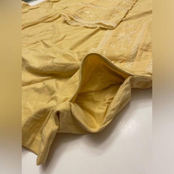 LOGO by Lori Goldstein Cotton Modal Embroidered Sleeve Top Yellow LARGE - Picture 9 of 10